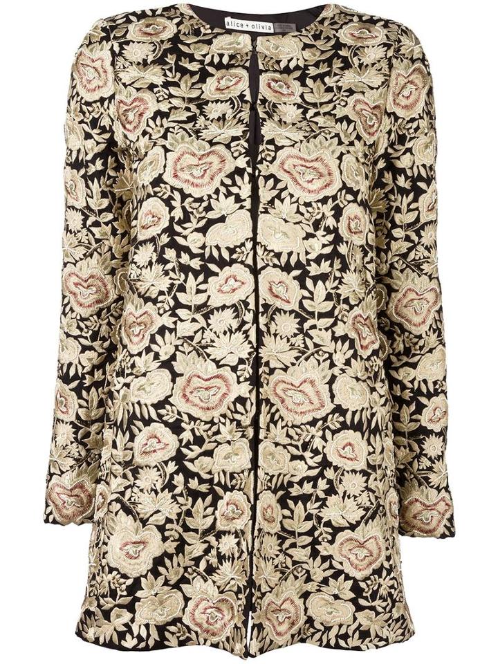 Alice+olivia 'rory' Coat, Women's, Size: Small, Nude/neutrals, Silk/cotton/polyester/spandex/elastane