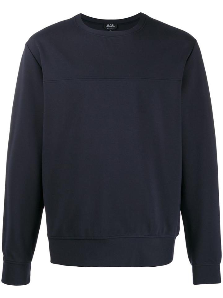 A.p.c. Textured Crew Neck Sweatshirt - Blue