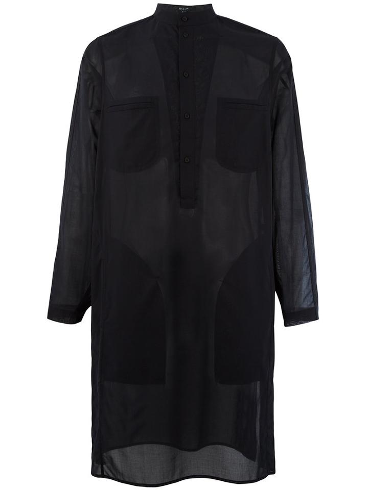 Qasimi Elongated Sheer Shirt, Men's, Size: 15 1/2, Black, Cotton