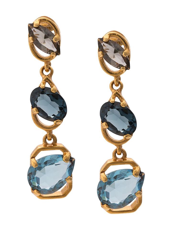 Oscar De La Renta Crystal Drop Earrings - Blue