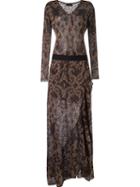 Cecilia Prado V-neck Long Knitted Dress, Women's, Size: Medium, Brown, Acrylic/polyamide/viscose