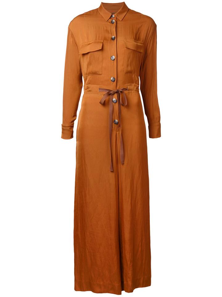 Lamarck - Button Up Jumpsuit - Women - Polyester - 1, Brown, Polyester