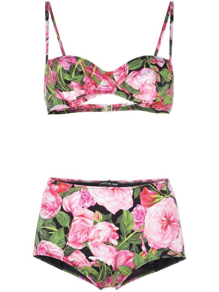 Dolce & Gabbana Rose Print Bikini, Women's, Size: 1, Pink/purple, Polyamide/spandex/elastane