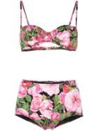 Dolce & Gabbana Rose Print Bikini, Women's, Size: 1, Pink/purple, Polyamide/spandex/elastane