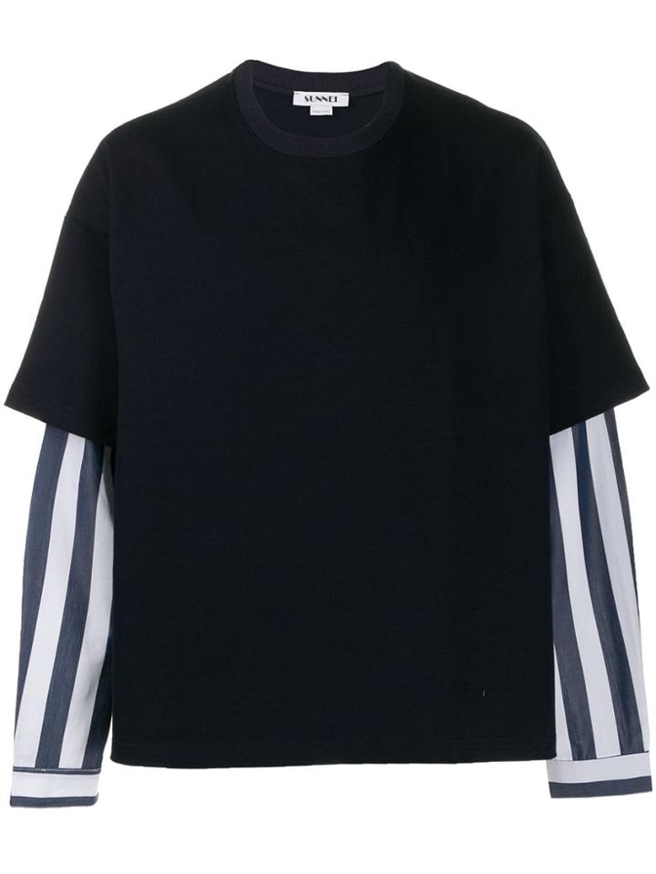 Sunnei Striped Sleeve Jumper - Blue