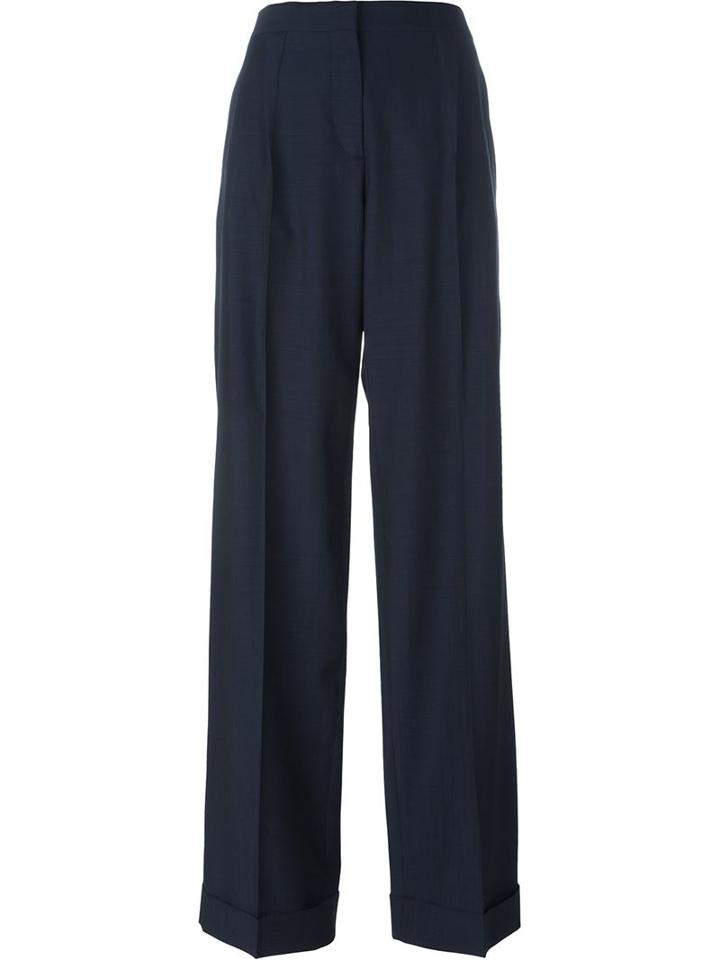 Maison Margiela Straight Leg Trousers, Women's, Size: 44, Blue, Cotton/virgin Wool