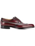 A. Testoni Brogue Detail Oxford Shoes - Red