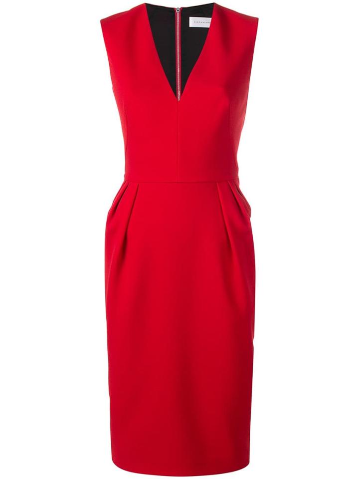 Victoria Beckham Sleeveless V-neck Dress - Red