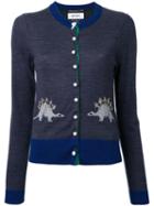 Muveil Dinosaur Intarsia Cardigan, Women's, Size: 40, Grey, Acrylic/wool