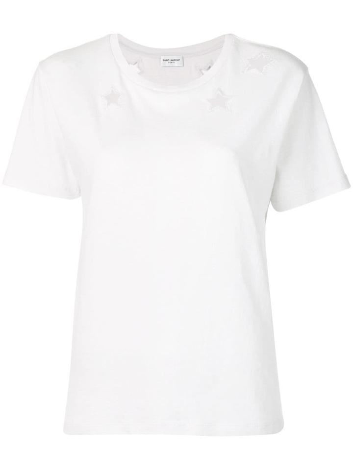 Saint Laurent Cut-out Star Detail T-shirt - White