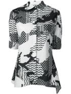 Neil Barrett Patterned Camouflage Shirt, Women's, Size: Small, Black, Cotton/spandex/elastane