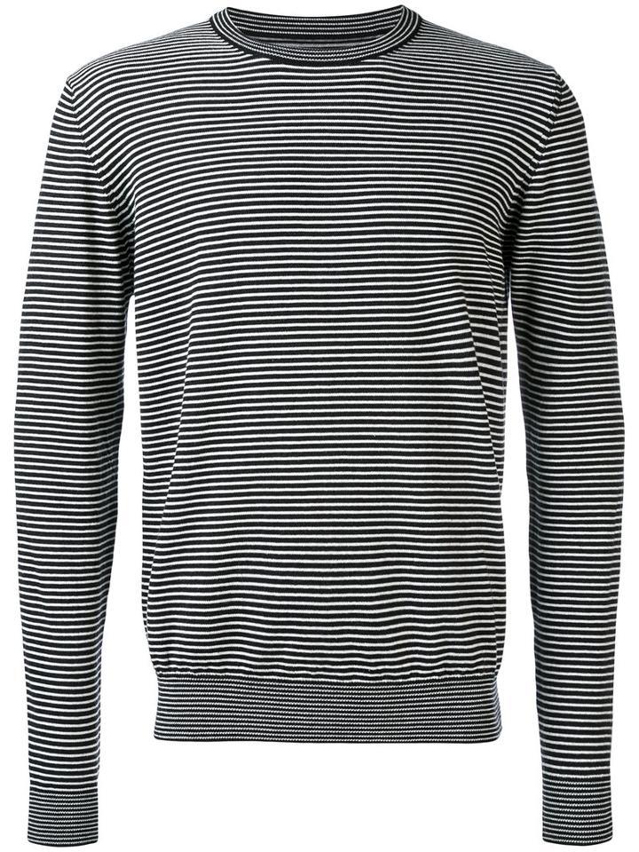 Maison Margiela - Striped Elbow Patch Jumper - Men - Cotton/calf Leather/wool - L, Black, Cotton/calf Leather/wool