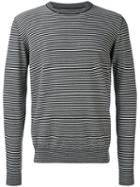 Maison Margiela - Striped Elbow Patch Jumper - Men - Cotton/calf Leather/wool - L, Black, Cotton/calf Leather/wool