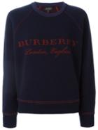 Burberry Front Logo Sweatshirt, Women's, Size: Medium, Blue, Nylon/spandex/elastane/cashmere/wool