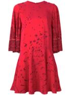 Valentino Bird Embroidered Dress, Women's, Size: 42, Red, Silk/spandex/elastane