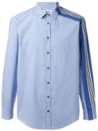 Msgm One Striped Sleeve Shirt, Men's, Size: 40, Blue, Cotton