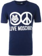 Love Moschino Logo Print T-shirt, Men's, Size: Xl, Blue, Cotton/spandex/elastane