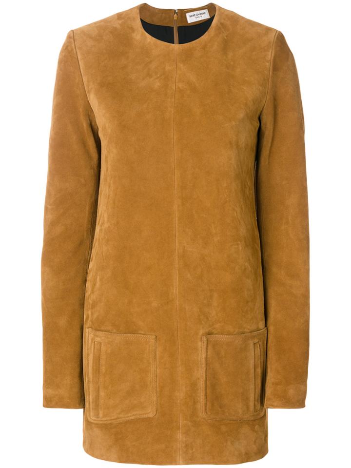 Saint Laurent Textured Short Dress - Brown