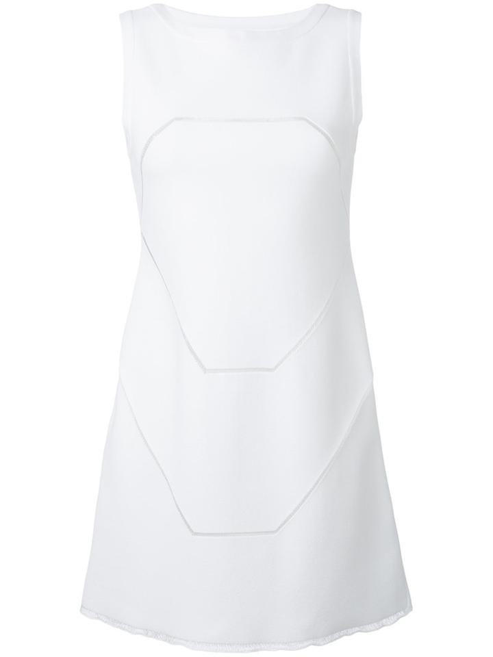 Alaïa Geometric Detail Mini Dress, Women's, Size: 36, White, Polyester/viscose