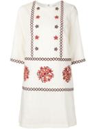 Suno Floral Embroidered Shift Dress, Women's, Size: 8, White, Cotton