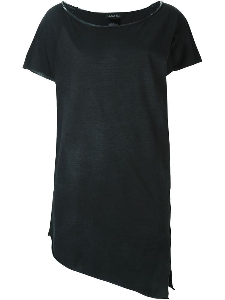 Avant Toi Asymmetric Boat Neck T-shirt, Women's, Size: Xs, Black, Cotton