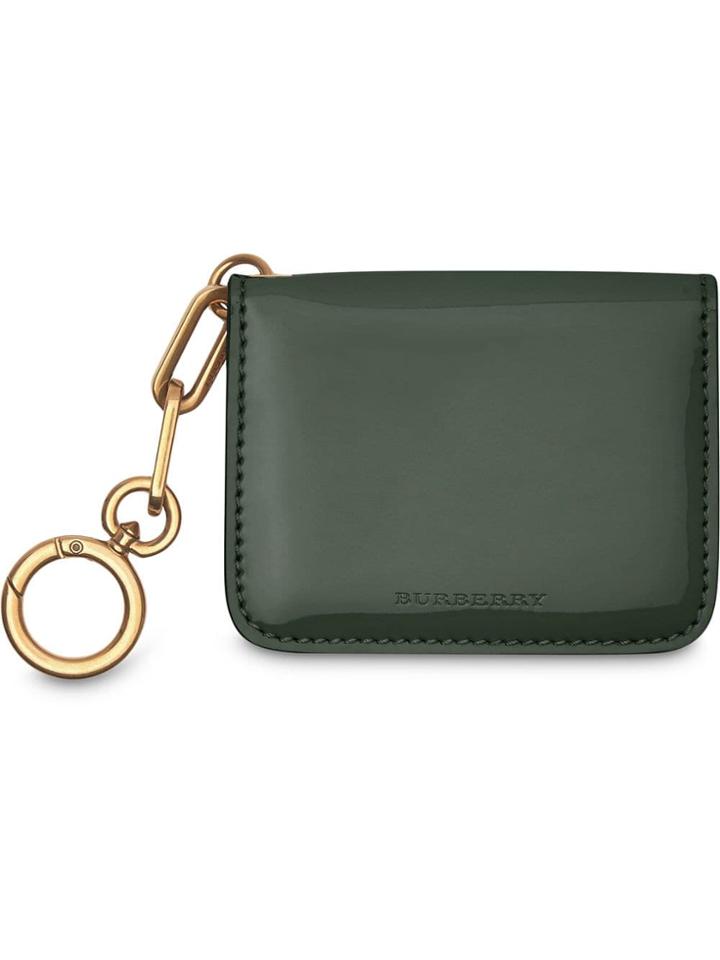 Burberry Link Detail Patent Leather Id Card Case Charm - Green