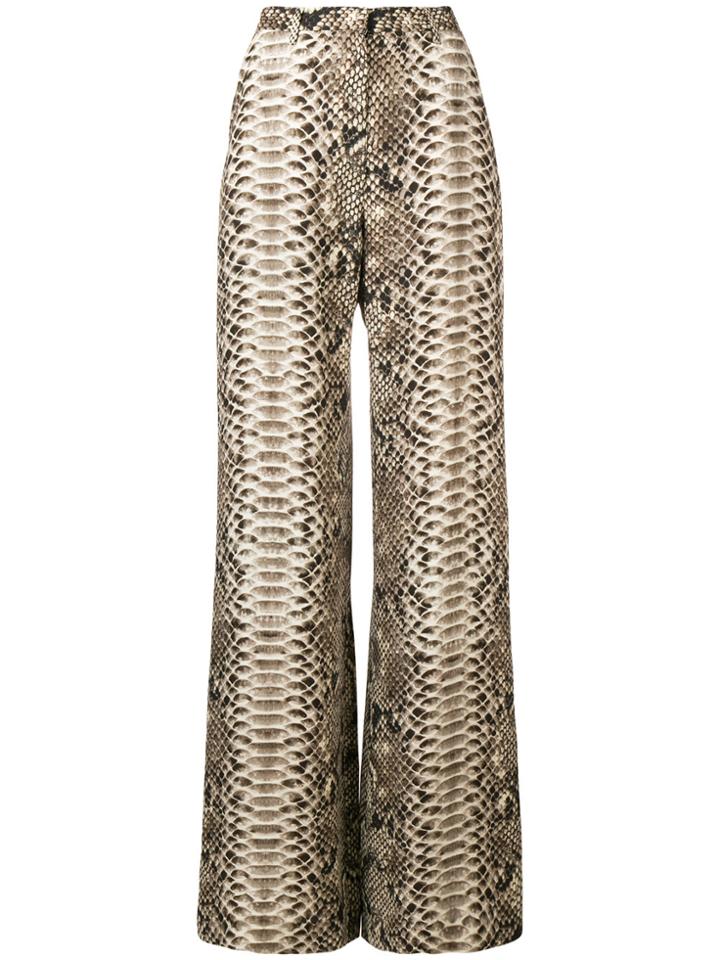 Elie Saab Snakeskin Print Wide Leg Trousers - Nude & Neutrals