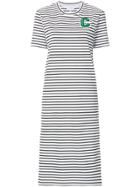 Ck Calvin Klein Basque Stripe Midi T-shirt Dress - White