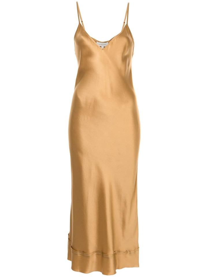 Lee Mathews V-neck Slip Dress - Gold