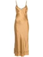 Lee Mathews V-neck Slip Dress - Gold
