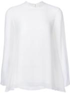 H Beauty & Youth. Flared Hem Blouse, Women's, Size: Medium, White, Silk/polyester/polyurethane