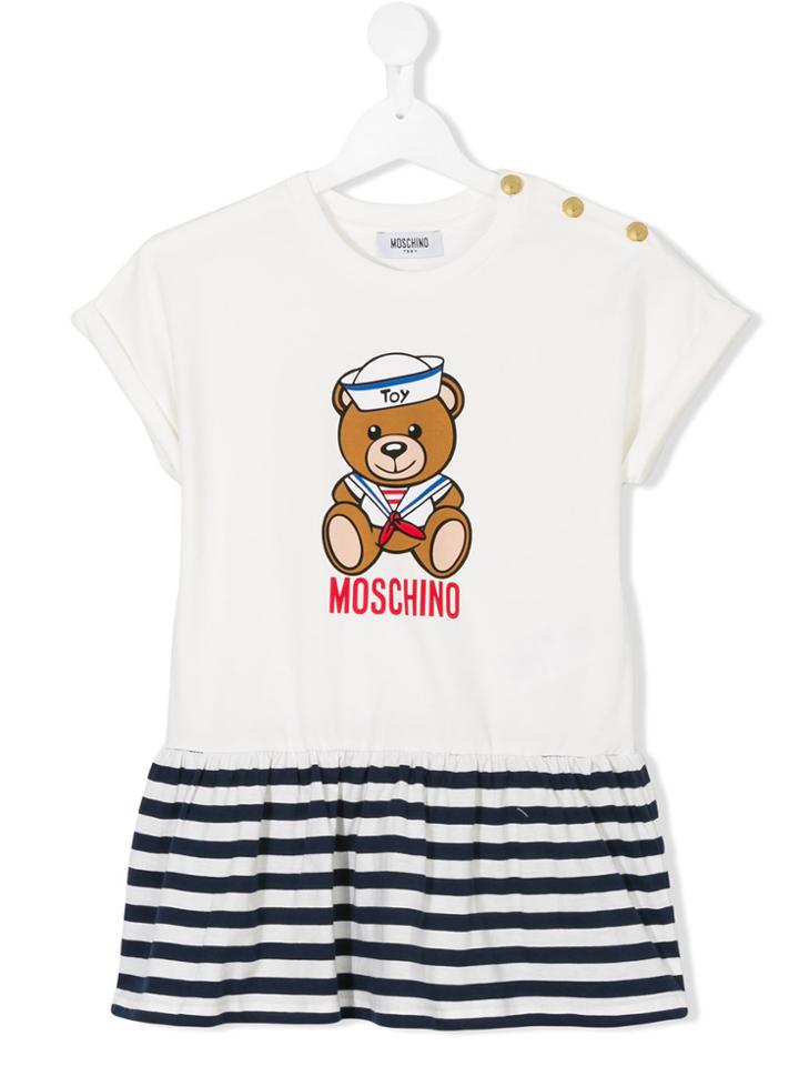 Moschino Kids Toy Teddy Sailor Dress - White
