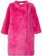 Lanvin Reversible Leather Shearing Coat - Pink & Purple