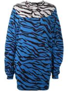 Kenzo 'tiger Stripes' Sweatshirt Dress, Women's, Size: Xs, Blue, Cotton/polyamide/polyester/spandex/elastane
