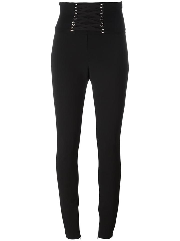 Lace-up Skinny Trousers, Women's, Size: Small, Black, Acetate/viscose/spandex/elastane, Philipp Plein