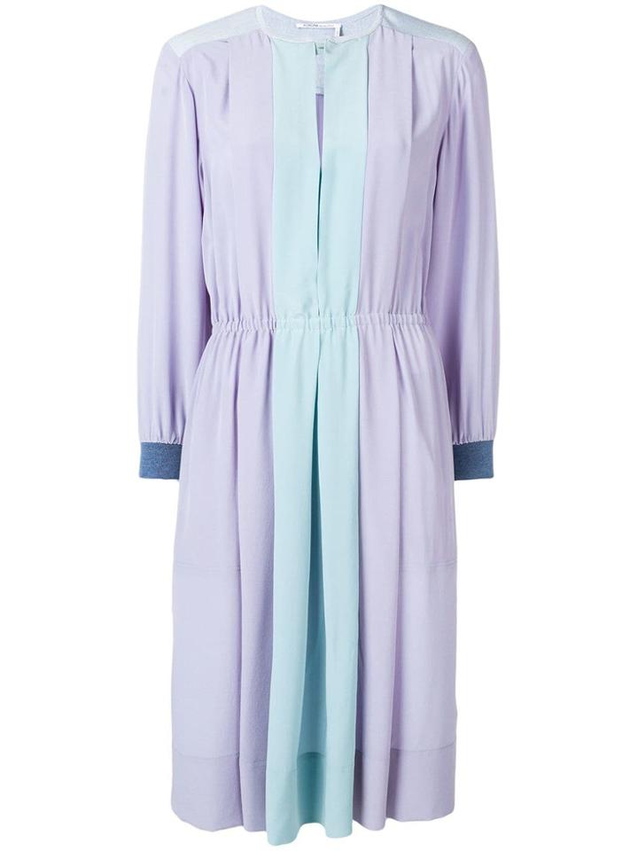 Agnona Crepe De Chine Colourblock Dress - Blue