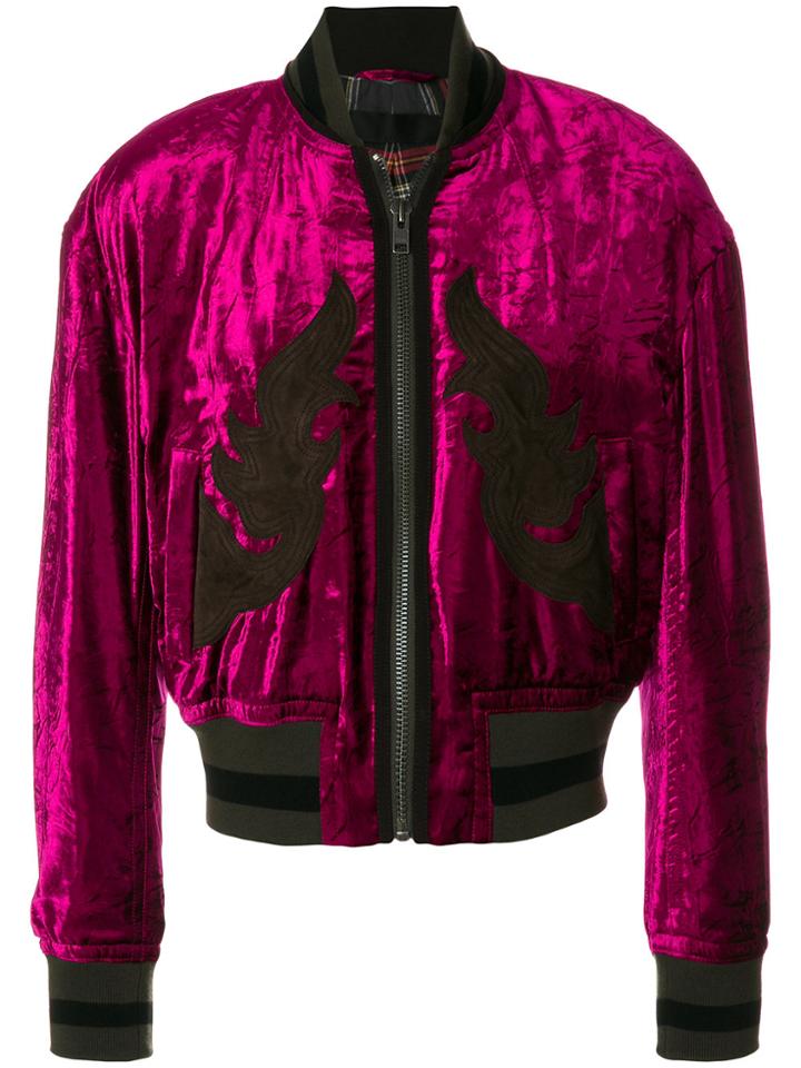 Haider Ackermann Embellished Bomber Jacket - Pink & Purple