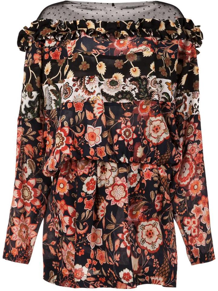 Faith Connexion Floral Bat Print Dress, Women's, Size: 36, Black, Silk/cotton/polyamide