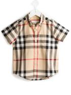 Burberry Kids House Check Button Down Shirt, Boy's, Size: 12 Yrs, Nude/neutrals