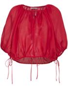 Three Graces Moritz Balloon Sleeve Ramie Top - Red