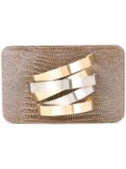 Rula Galayini - Coil Cuffbox Clutch - Women - Calf Leather - One Size, Nude/neutrals, Calf Leather