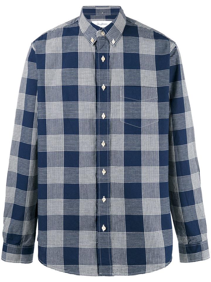 Schnaydermans - Checked Shirt - Men - Cotton/linen/flax - L, Blue, Cotton/linen/flax