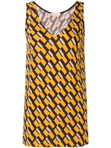 Siyu Geometric Print Cami Top - Yellow & Orange