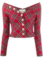 A.w.a.k.e. Mode Buttoned Tartan Blouse - Red