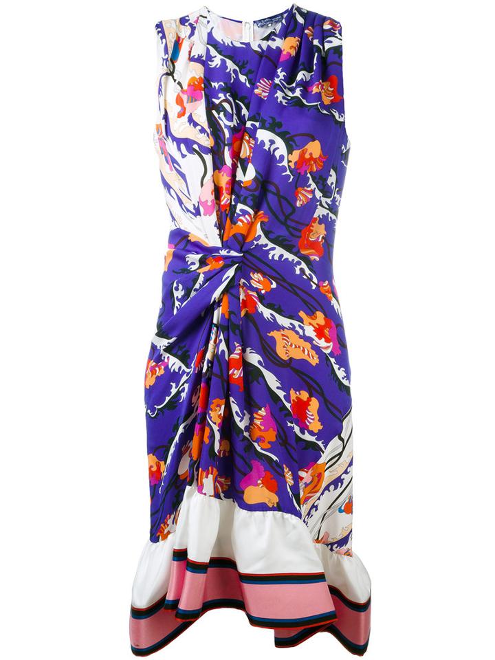 Emilio Pucci Printed Ruffled Hem Dress, Women's, Size: 42, Silk
