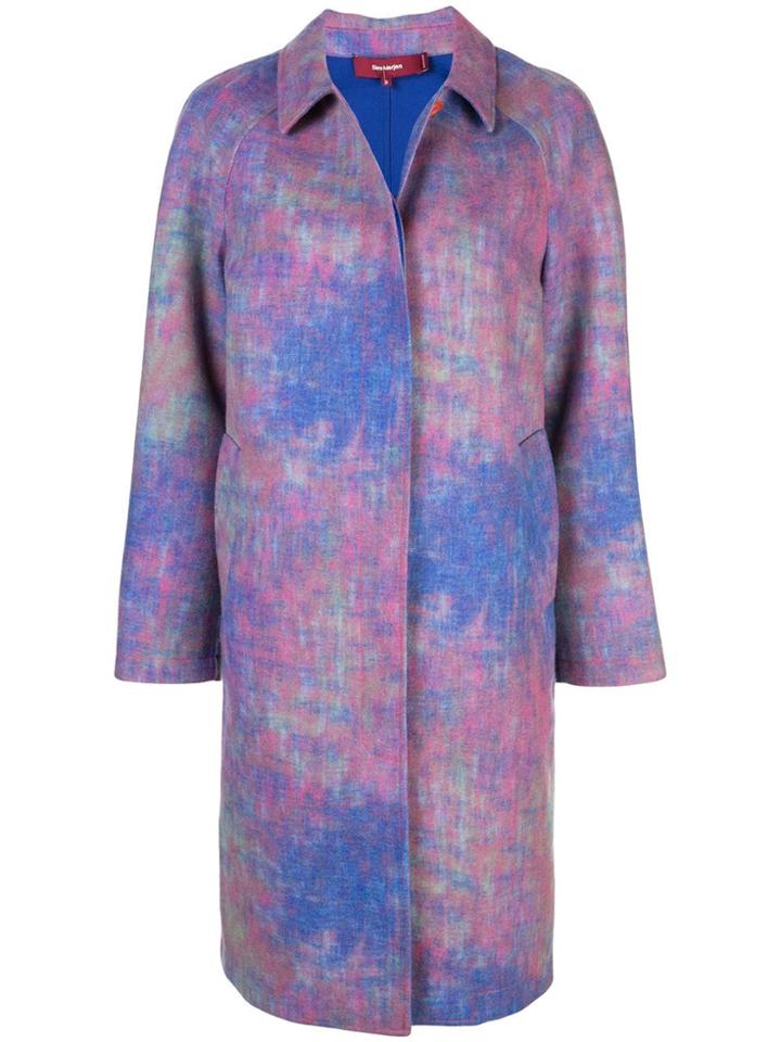 Sies Marjan Ripley Abstract Print Coat - Purple