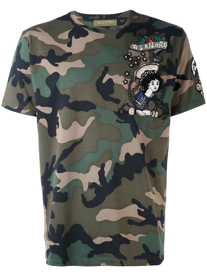 Valentino - Camo-print T-shirt - Men - Cotton/polyester - S, Green, Cotton/polyester