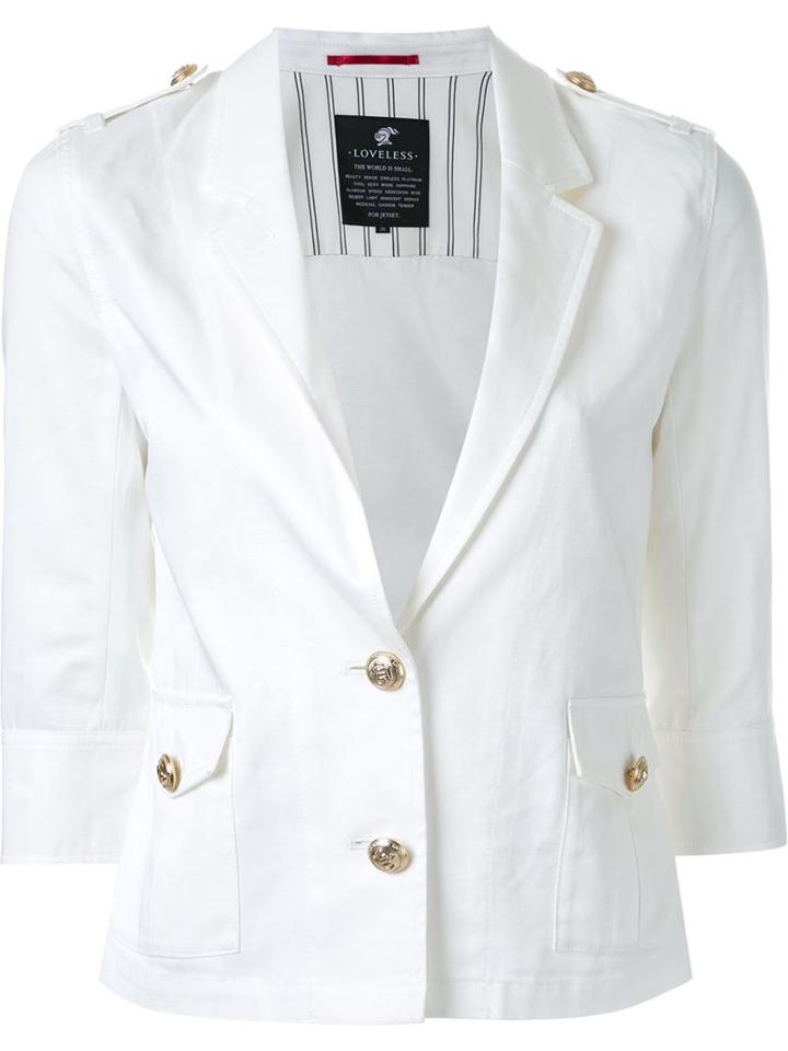 Loveless Half Sleeve Buttoned Jacket, Women's, Size: 36, White, Cotton/tencel