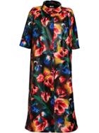 Miu Miu Shortsleeved Floral Print Coat - Black