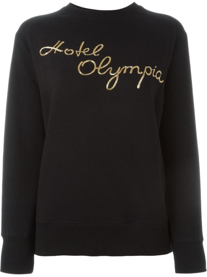 Olympia Le-tan Hotel Olympia Embroidered Sweatshirt, Women's, Size: 42, Black, Silk/cashmere